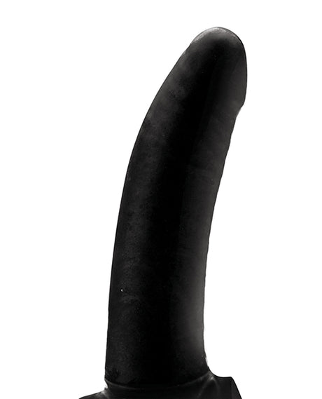 Lux Fetish The Original Facilitator Face Strap-On Black dildo with a curved design.