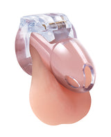 Lockmaster 3.5 Inch Side Lock See Thru Chastity Cage Clear showcasing transparent design for enhanced visibility.