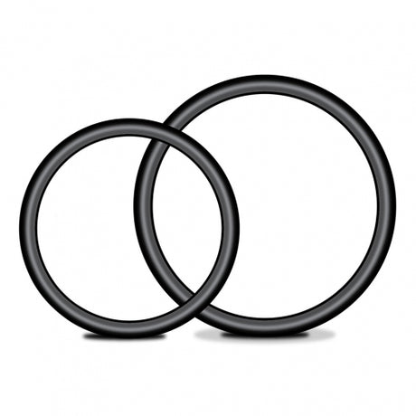 Lux Fetish Strap On Harness 5 Inch Dildo Set includes two black rings for enhanced pleasure.