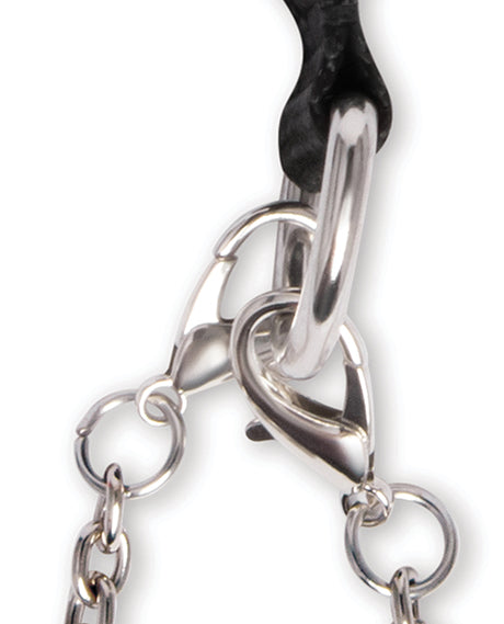 Lux Fetish 12 Piece Collar & Nipple Clips Set Black close-up of silver clips and chains design.