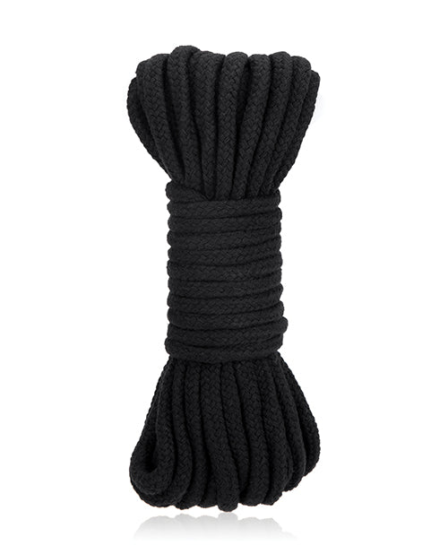 Lux Fetish Bondage Rope 10m Black, a soft and lustrous black rope for restraint play.