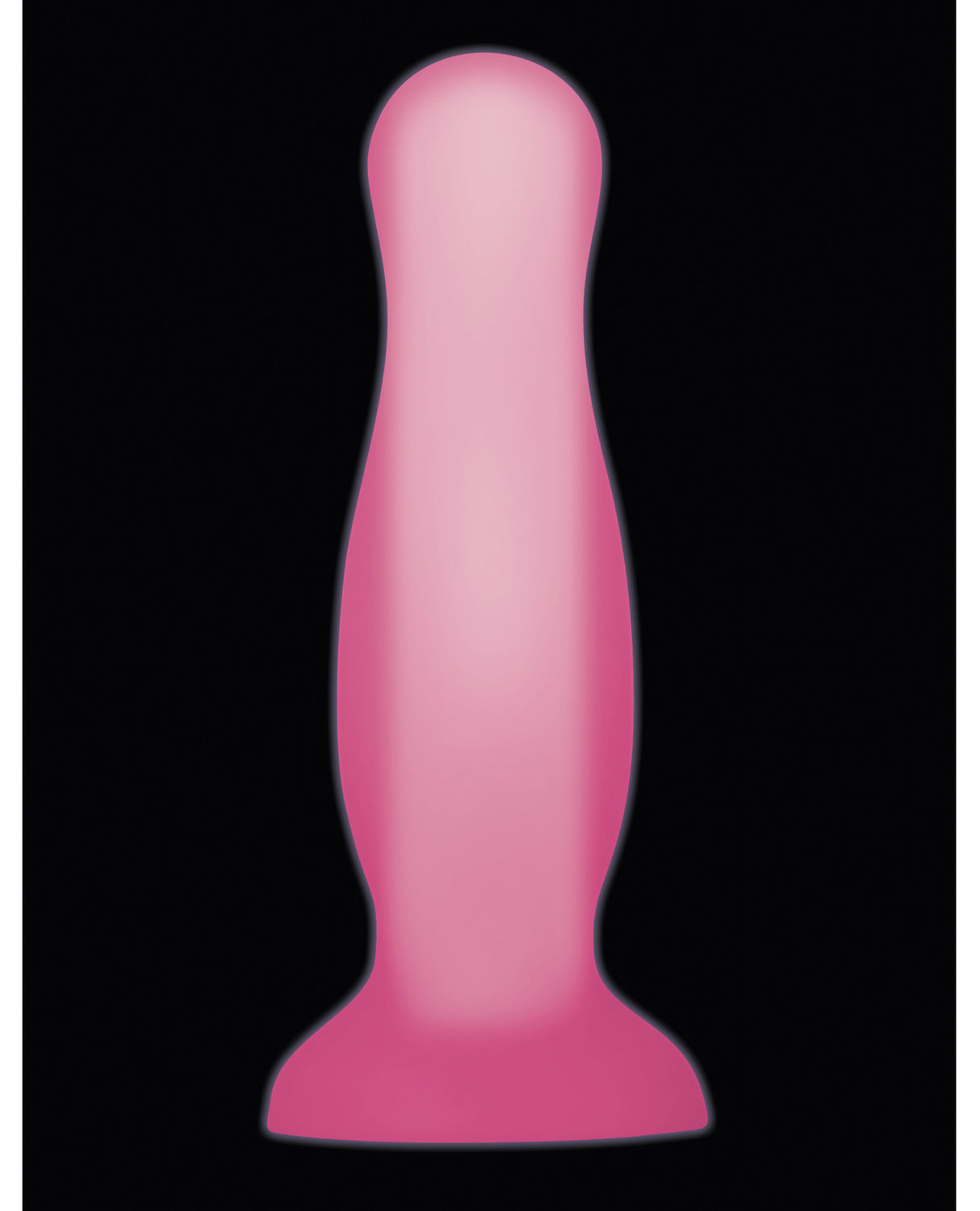Evolved Luminous Glow Butt Plug Small Pink glowing in the dark, ideal for beginner anal play.