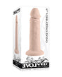 Evolved 6 Inch Vibrating Silicone Dildo Ivory in packaging with detailed design and texture.