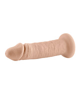 Evolved 6 Inch Vibrating Silicone Dildo Ivory displayed from the side, showcasing its realistic texture and design.