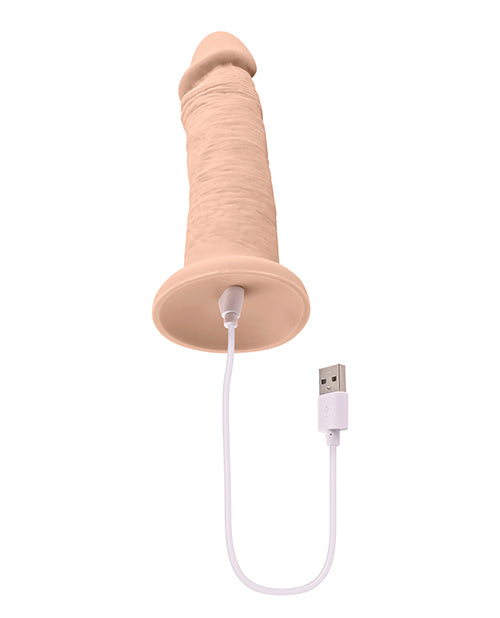 Evolved 6 Inch Vibrating Silicone Dildo Ivory with USB charging, realistic design and powerful suction cup base.