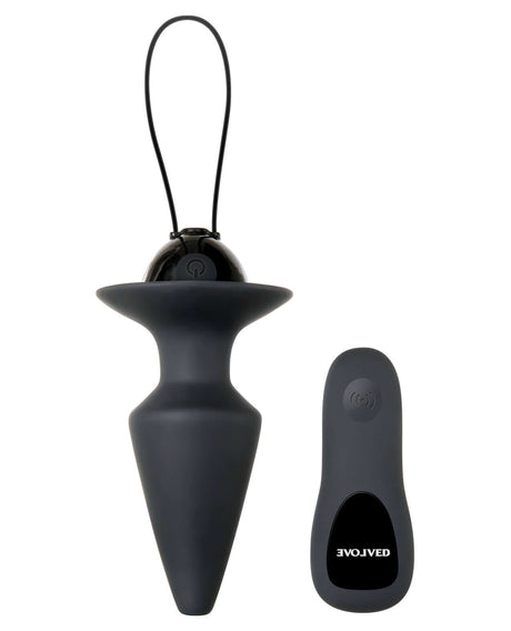 Evolved Plug & Play Remote Anal Plug Black with wireless remote for hands-free use