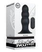 Evolved Kong Rechargeable Anal Plug Black product packaging featuring a black silicone plug with remote.
