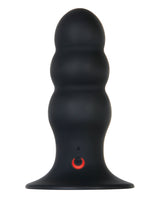 Evolved Kong Rechargeable Anal Plug Black, a silicone anal plug with bulby shaft and suction cup base for hands-free pleasure.