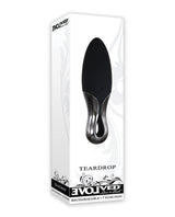 Evolved Teardrop Vibrator Black packaged in box for discreet pleasure and pinpoint stimulation.