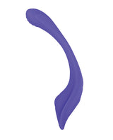 Evolved Anywhere Dual End Silicone Vibrator Blue in a sleek purple design showcasing its dual heads and bendable shape.