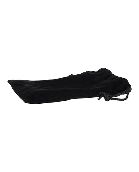 Evolved Gem Black Metal Anal Plug Set storage pouch in soft black fabric for safe keeping.