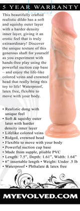 Evolved Novelties Realistic Dong 7 Inch Suction Cup Beige with lifelike design and soft outer layer.