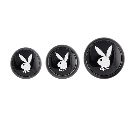 Playboy Pleasure 3 Ways Metal Anal Training Kit Black with three graduated plugs in black finish.
