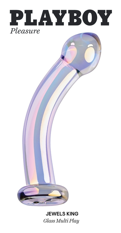 Playboy Jewels King Glass Probe Purple for anal and vaginal pleasure, featuring a smooth design and eye-catching sparkle.