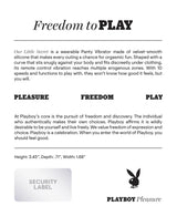 Playboy Our Little Secret Panty Vibrator Purple on a product description page highlighting its features and dimensions.