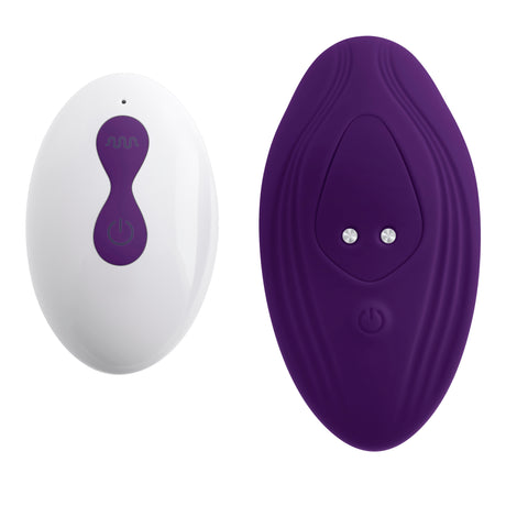 Playboy Our Little Secret Panty Vibrator Purple remote control and feature design displayed in an elegant view.