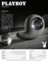 Playboy Ring My Bell Rechargeable Silicone Vibrator with chrome-lined design showcasing shallow vibrating tip.