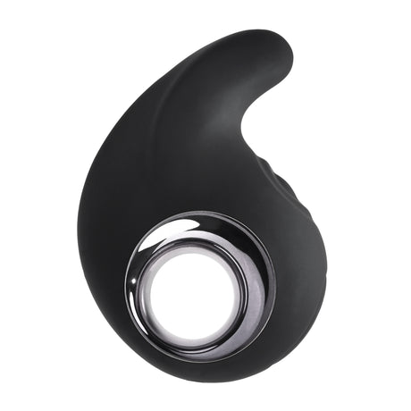 Playboy Ring My Bell Rechargeable Silicone Vibrator with a sleek black design and chrome details for enhanced stimulation.