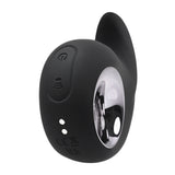 Playboy Ring My Bell Rechargeable Silicone Vibrator showing a sleek black design with chrome details and buttons.
