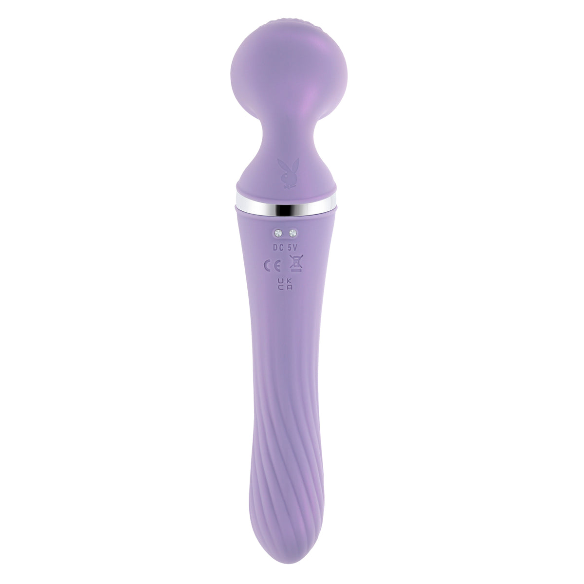 Playboy Vibrato Dual Ended Silicone Wand Vibrator Purple, designed for versatile stimulation and pleasure.