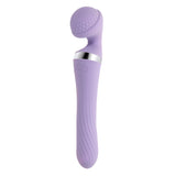 Playboy Vibrato Dual Ended Silicone Wand Vibrator Purple with textured head and flexible design for versatile pleasure.