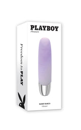 Playboy Bunny Bunch Silicone Bullet Vibrator Purple packaging featuring a soft purple bullet vibrator.