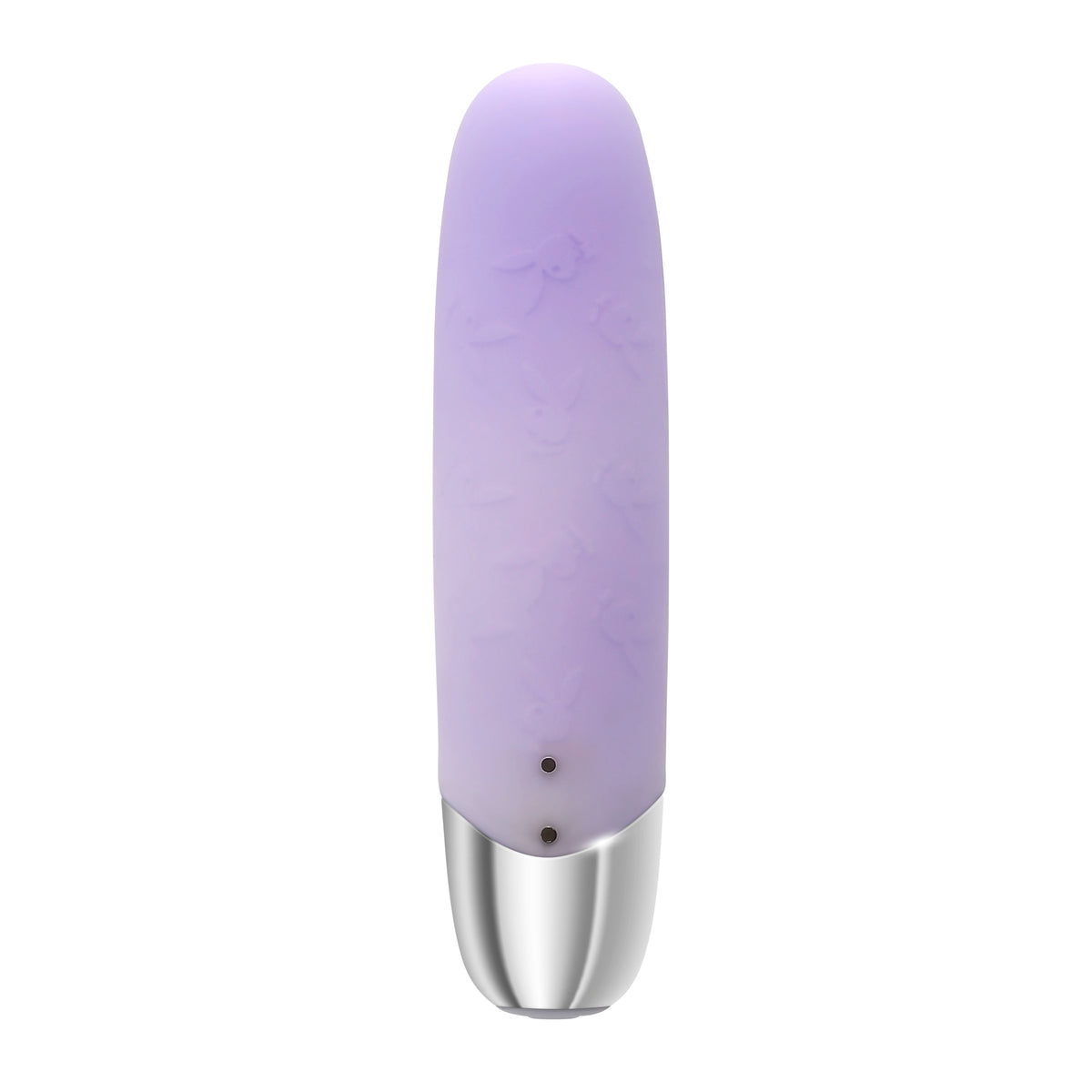 Playboy Bunny Bunch Silicone Bullet Vibrator Purple, luxurious purple silicone vibe with a sleek metallic base.