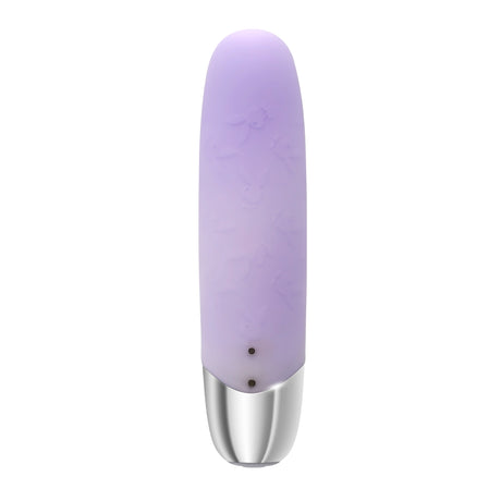 Playboy Bunny Bunch Silicone Bullet Vibrator Purple, luxurious purple silicone vibe with a sleek metallic base.