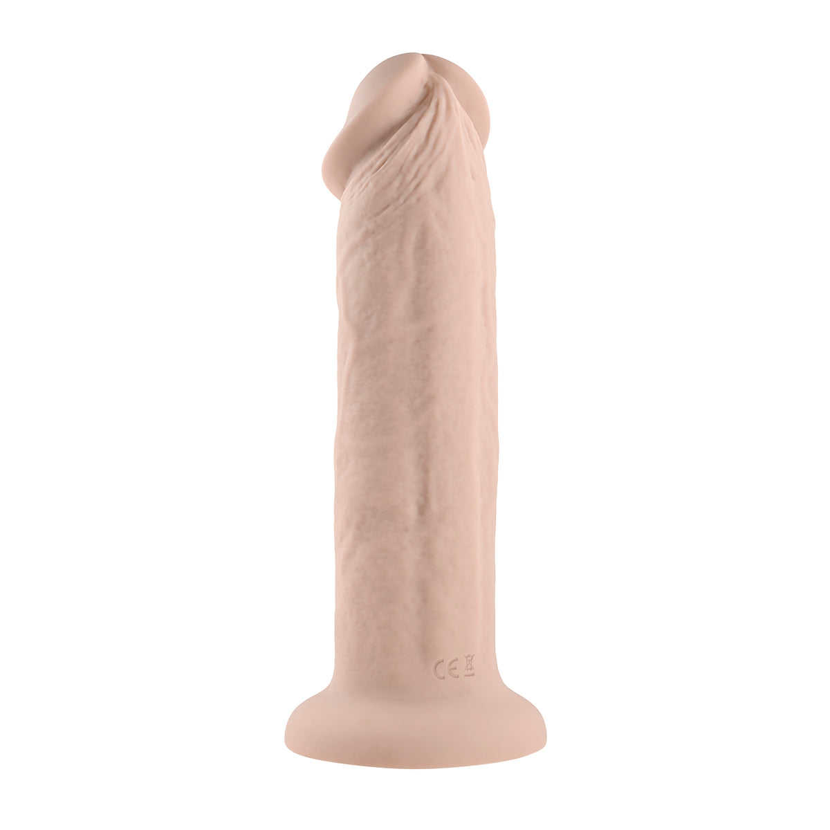 Evolved 7 Inch Girthy Vibrating Dong Vanilla shown from the side, highlighting realistic textures and natural design.