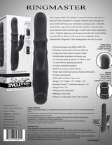 Evolved Ringmaster Silicone Rabbit Vibrator Black with dual motors and clitoral stimulation features for enhanced pleasure.