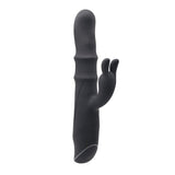 Evolved Ringmaster Silicone Rabbit Vibrator Black with dual motors and clitoral stimulator for enhanced pleasure.
