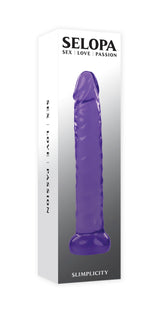 Selopa Slimplicity Purple Realistic Dildo packaging with elegant design and visible lifelike details.