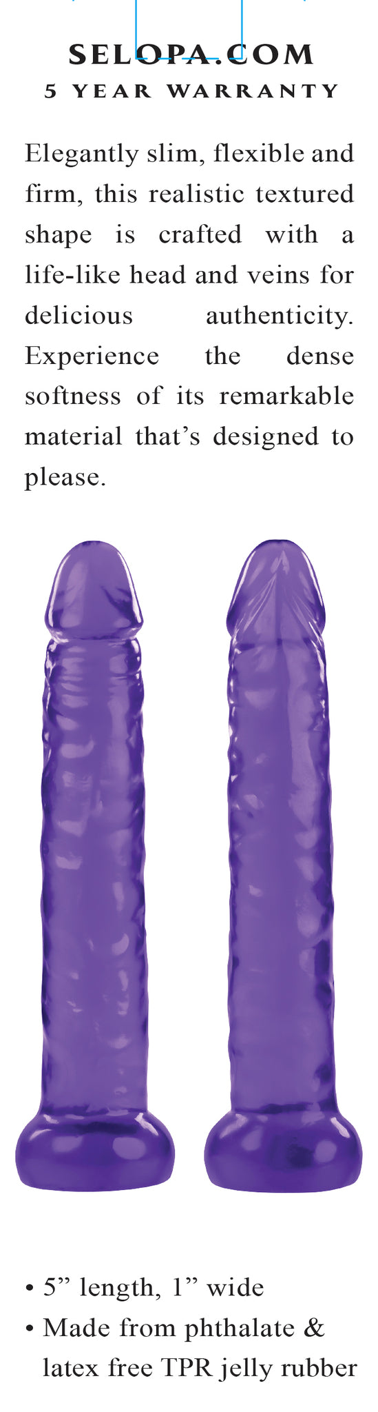 Selopa Slimplicity Purple Realistic Dildo showcasing textured design, flexible material, and lifelike details.