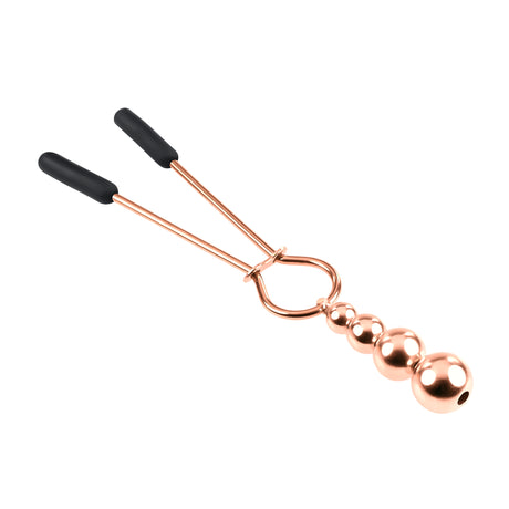 Selopa Beaded Nipple Clamps Rose Gold with polished finish and adjustable beads for enhanced nipple play.