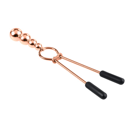Selopa Beaded Nipple Clamps Rose Gold with hanging beads and adjustable design for comfort and intensity