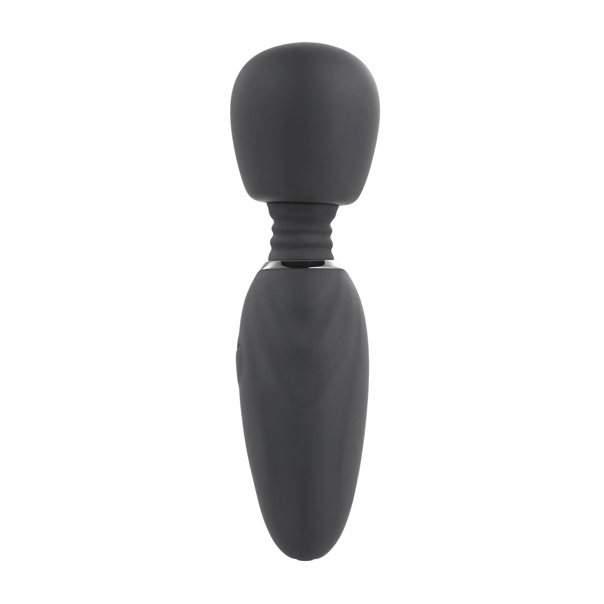 Selopa Buzz One Out Silicone Mini Wand Black, a petite and powerful massager with a flexible head and textured handle.