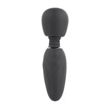 Selopa Buzz One Out Silicone Mini Wand Black, a petite and powerful massager with a flexible head and textured handle.
