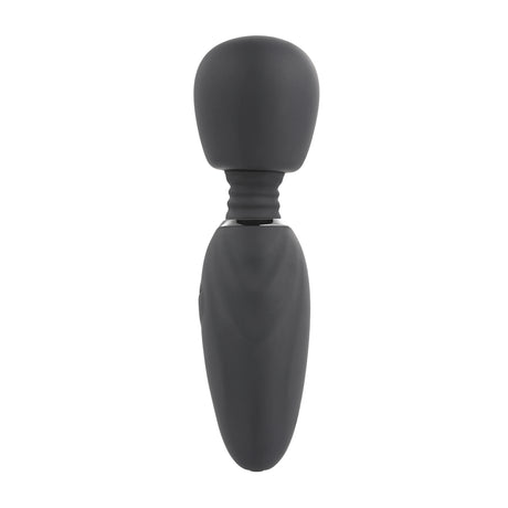 Selopa Buzz One Out Silicone Mini Wand Black, a petite and powerful massager with a flexible head and textured handle.