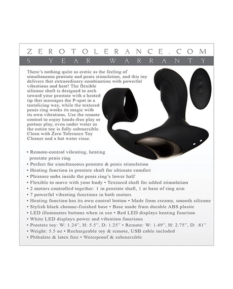 Zero Tolerance Strapped & Tapped Prostate Massager Black features powerful vibrations and flexible silicone design.