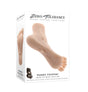 Zero Tolerance Pussy Footin Foot Stroker Vanilla box showcasing realistic foot design and included cock ring.