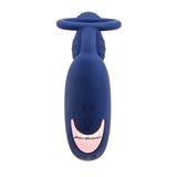 Zero Tolerance Extra Mile Vibrating Cock Ring Blue showing the control and design features.