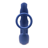 Zero Tolerance Extra Mile Vibrating Cock Ring Blue featuring a double-motor design for couples' pleasure.