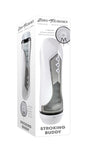 Zero Tolerance Stroking Buddy Thrusting Masturbator White packaging showcasing features and controls.