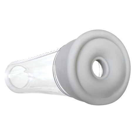 Zero Tolerance Sucking Good Vibrating Masturbator Vanilla showing its soft textured sleeve and vacuum pump design.