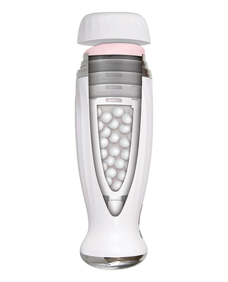 Zero Tolerance The Thrusting Stroker Rechargeable White showing inner design and realistic features.