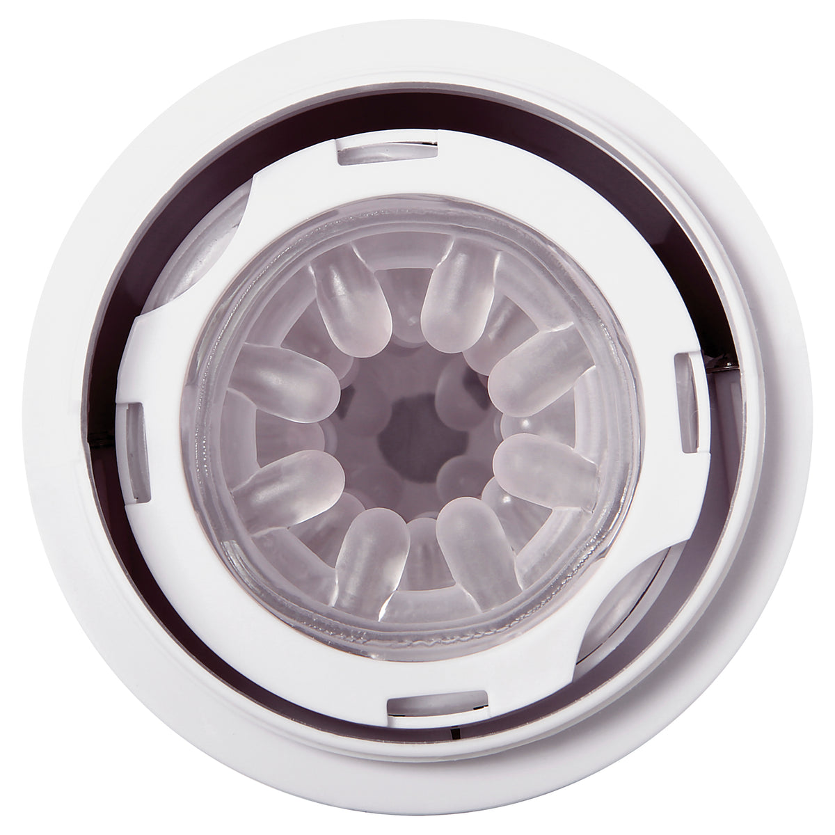 Zero Tolerance The Thrusting Stroker Rechargeable White interior view showing pleasure nubs for realistic sensations.
