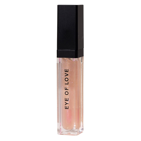 Eye Of Love Matchmaker Pheromone Lip Stain Pink Pulse in a clear tube with a black cap, showcasing a beautiful pink hue.