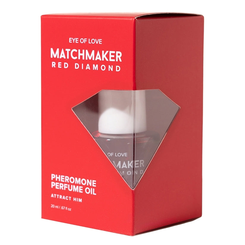 Eye Of Love Matchmaker Pheromone Perfume Oil Red Diamond 20 ml packaging with a red diamond design.