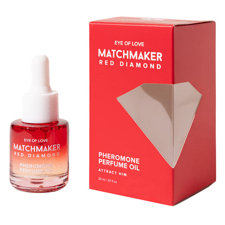 Eye Of Love Matchmaker Pheromone Perfume Oil Red Diamond 20 ml bottle and packaging displaying the product.