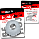 Oxballs Fit Bulge Hung-Style Cockring Clear Steam packaging featuring soft plush design.
